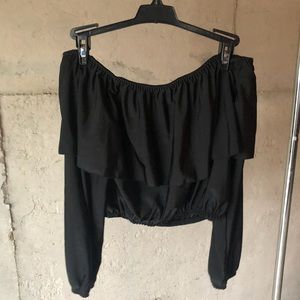 Black strapless crop top